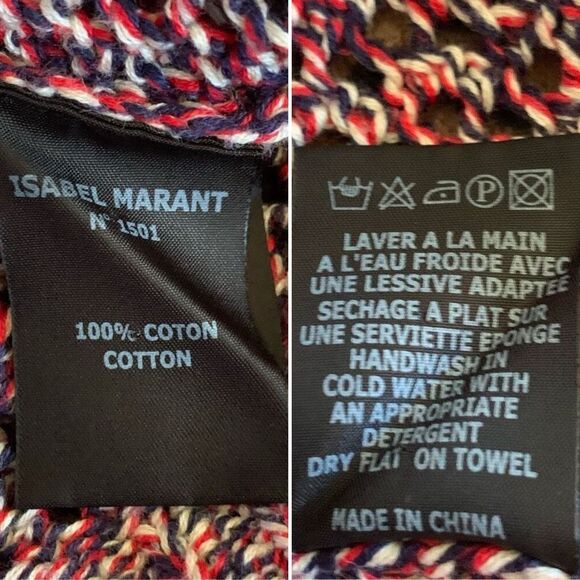 Isabel Marant Étoile Open‎ Knit Cotton Crewneck Sweater Red Multi Size XS - Picture 8 of 12